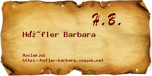 Höfler Barbara névjegykártya